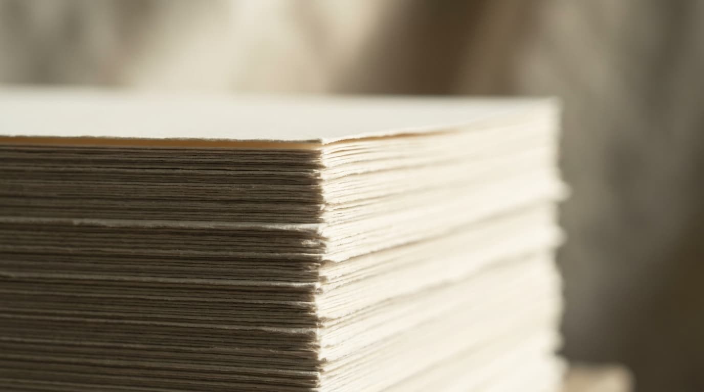 Pile de papier coton crème aux bords irréguliers